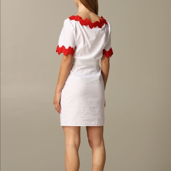 Love Moschino Heart White Dress Red Heart Edging - Picture 2 of 5